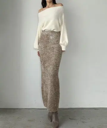 [택 포함 새상품] Louere 루엘 샤기 니트 펜슬 스커트 S