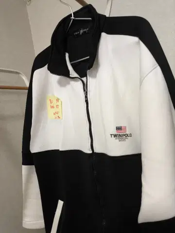 TWIN POLO 집업 자켓 M 화이트/블랙
