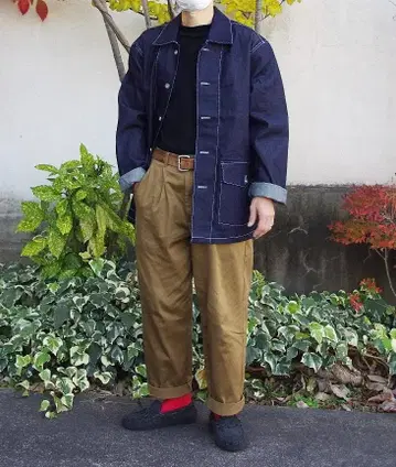 US 타입 40s 데님 커버올 XL 인디고 논워시 복각