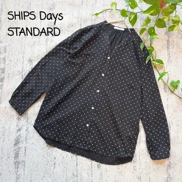 쉽스데이즈 스탠다드 * 도트 스키퍼 셔츠 블랙 면린넨