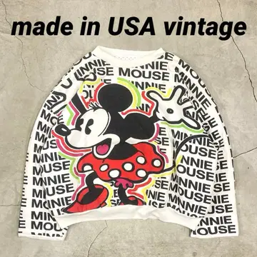 90's 빈티지 미니 마우스 올 패턴 리버서블 맨투맨 disney