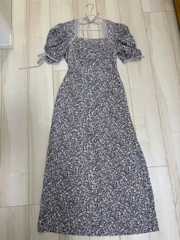 snidel 스나이델 꽃무늬 퍼프 슬리브 롱 원피스 퍼플