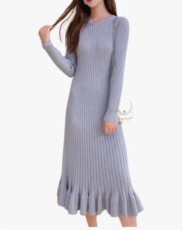 니트 원피스 가을/겨울 여성용 롱 머메이드 원피스 프리 사이즈