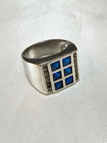실버 반지 파란 스톤 포함 돌체앤가바나 남성용