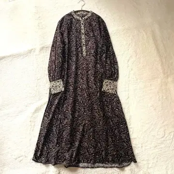 북유럽 생활 잡화점 꽃무늬 A라인 롱 원피스 턱 개더 코튼