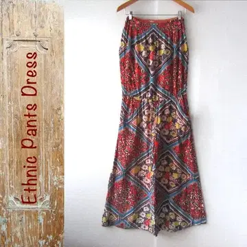 새상품급 에스닉 베어백 올인 와이드 팬츠