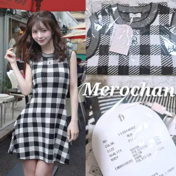 다리치 미사용 새상품 DR 로고 깅엄 니트 미니 원피스