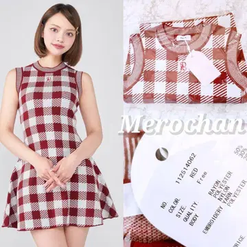 Darich DR 로고 깅엄 니트 미니 원피스