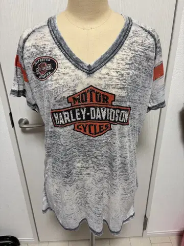 할리데이비슨 V넥 티셔츠 그레이
