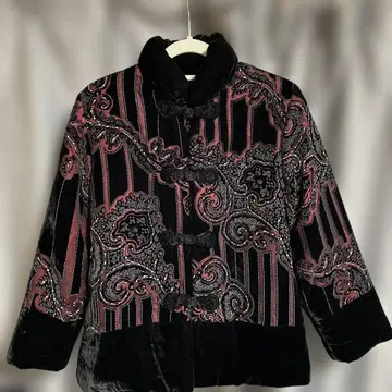 [ 새상품급 ] 차이나복 코트 벨로아 자수 올 패턴