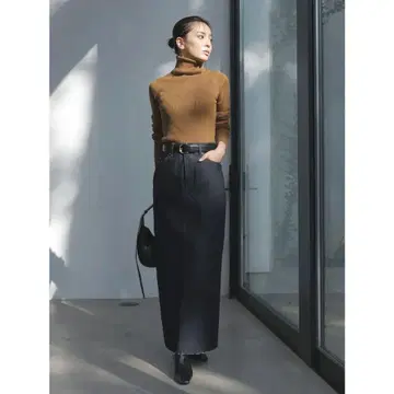 anuans 시임 디자인 데님 타이트 스커트 인디고