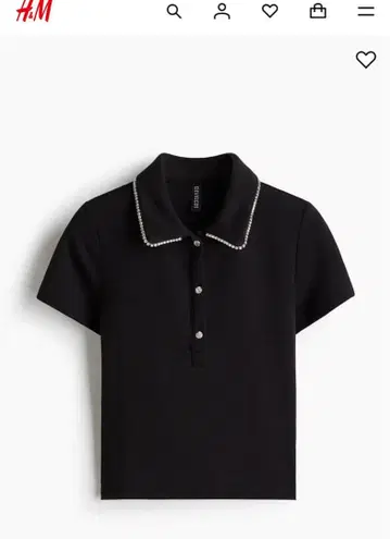 H&M 큐빅 디테일 피케 셔츠