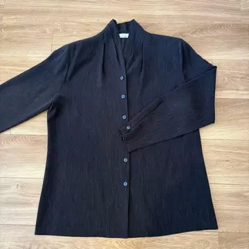 [] 스탠드 카라 셔츠 블라우스 네이비 긴팔 L 사이즈