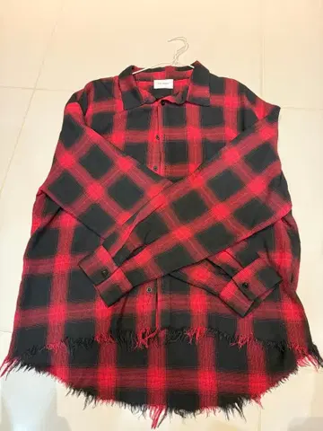 ASKYURSELF 빨검 체크 셔츠