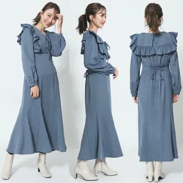 AndCouture 앙데팡당 앞 리본 프릴 턱 원피스