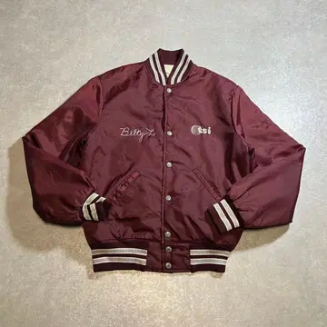 70s 80s USA제 바시티 자켓 버건디 안감 퀼팅
