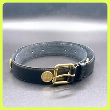 모스키노 MOSCHINO 블랙 천연 가죽 벨트 골드 금장 장식