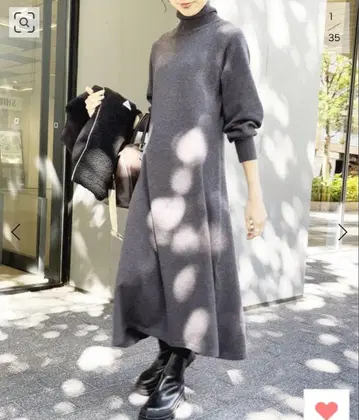 스픽 앤 스팬 하이넥 볼륨 슬리브 원피스