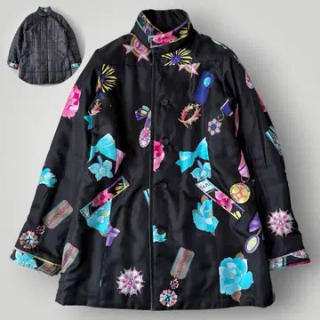 컨디션 최상 LEONARD 레오나르 스포츠 리버서블 코트 트리밍 꽃무늬