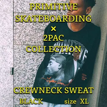 [ PRIMITIVE x 2PAC ] 콜라보 크루넥 맨투맨 BK XL