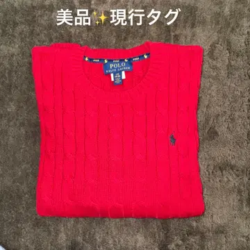 [ 새상품급 ] 폴로 랄프로렌 케이블 니트 빨간색 포니 자수