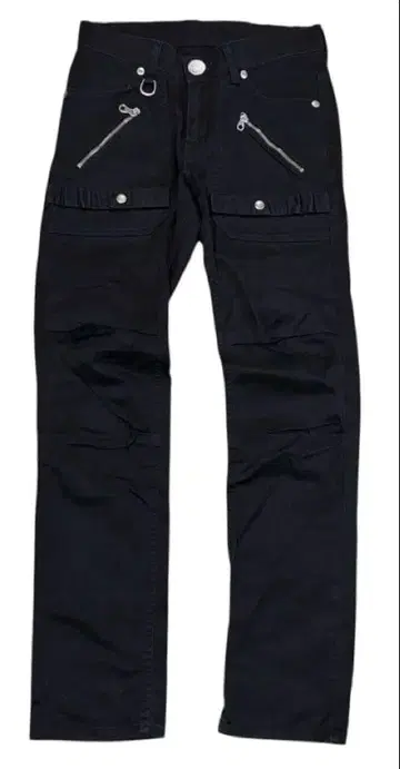 00s Y2K Lee 기믹 지퍼 가죽 디자인 블랙 데님