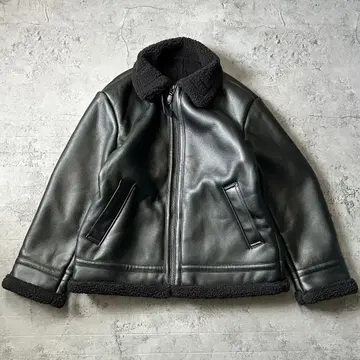 미사용급 GU MENS 즉시 완판 인조 가죽 B-3 블루종