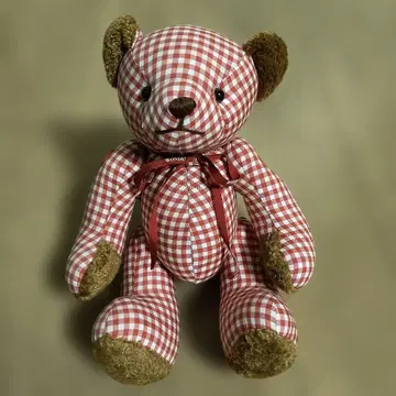 원더풀 월드 체크 무늬 테디베어 약 27cm (중고품)