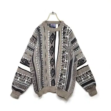 레어 80's 90's 빈티지 3D 입체 니트 기하학 스웨터