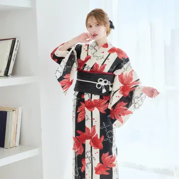 새상품 유카타 세트 유카타 여성용 성인 금붕어 패턴 Y5-17