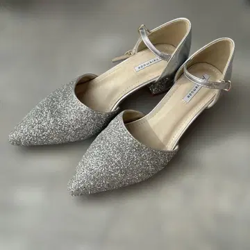 실버 글리터 청키힐 펌프스 결혼식 파티 2차 모임