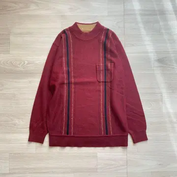 오지 니트 레트로 구제 의류 하이넥 스웨터 남성용 M