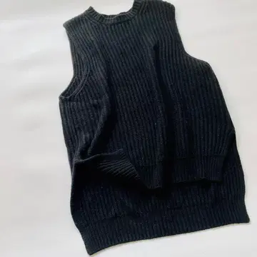 mizuiroind 니트 베스트 차콜 울 혼방 롱 기장 루즈핏