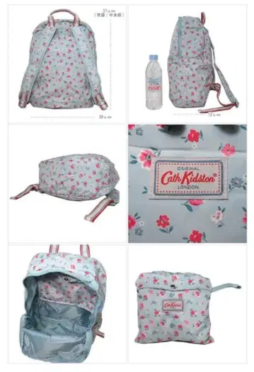 Cath Kidston 꽃무늬 백팩 접이식 스카이블루