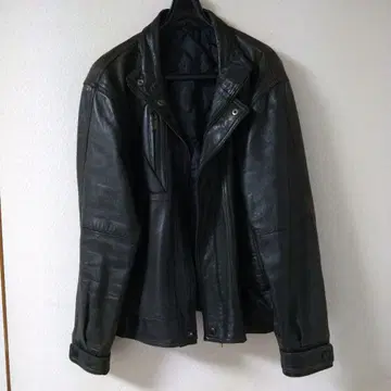 블랙 가죽 라이더 자켓 (라무 가죽) M 사이즈