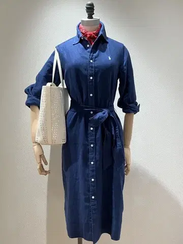 폴로 랄프로렌 셔츠 원피스 린넨 100 벨트