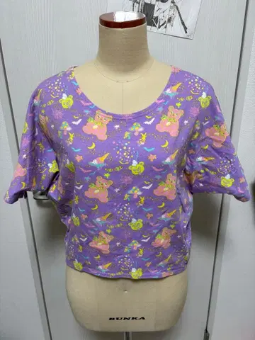 6%Dokidoki 곰과 별 프린트 크롭 T셔츠