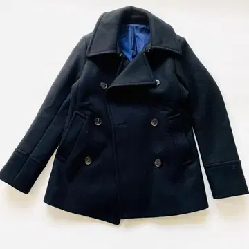 드로어 울 혼방 숏 기장 피 코트 블랙 일본제 M 사이즈