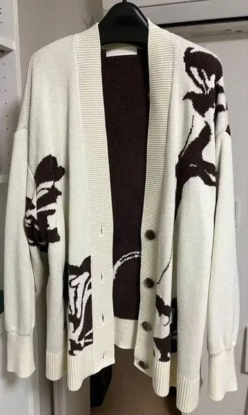 PUBLIC TOKYO 빅 플라워 자카드 가디건 IVORY