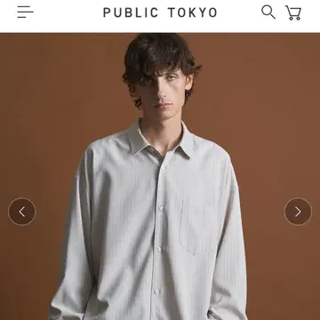 PUBLIC TOKYO 컴포트 릴랙스 셔츠 베이지 스트라이프