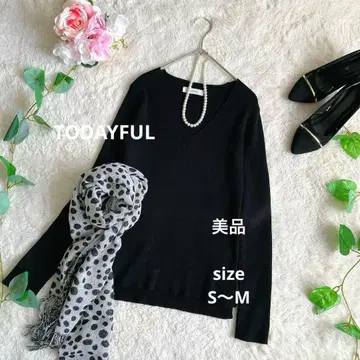 새상품급 TODAYFUL V넥 긴팔 리브 니트 S~M 블랙