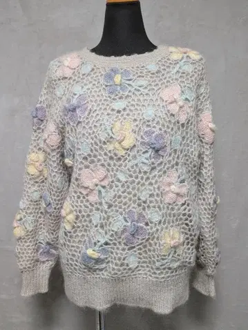 빈티지 크로셰 뜨개질 모티브 니트