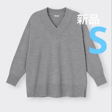 새상품 GU 오버 사이즈 V넥 스웨터 그레이 S
