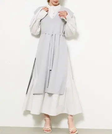 SNIDEL 그레이 베스트 레이어드 셔츠 원피스