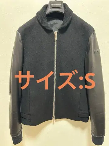 EMPORIO ARMANI 울 가죽 콤비 블루종