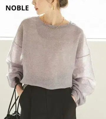 NOBLE 2024 스펀지 시어 니트 풀오버 2 그레이
