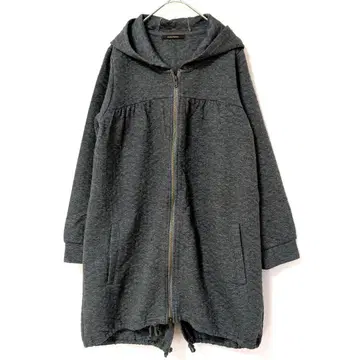 ciao panic 그레이 후드 부착 롱 후드티 퀼팅