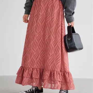 새상품급 라비앙제 시어 자카드 플레어 스커트 L