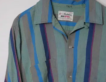 60s 카스리 멀티 컬러 오픈 카라 셔츠 보드 셔츠 코튼