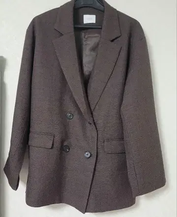 LOWRYS FARM 브라운 체크 무늬 테일러드 자켓